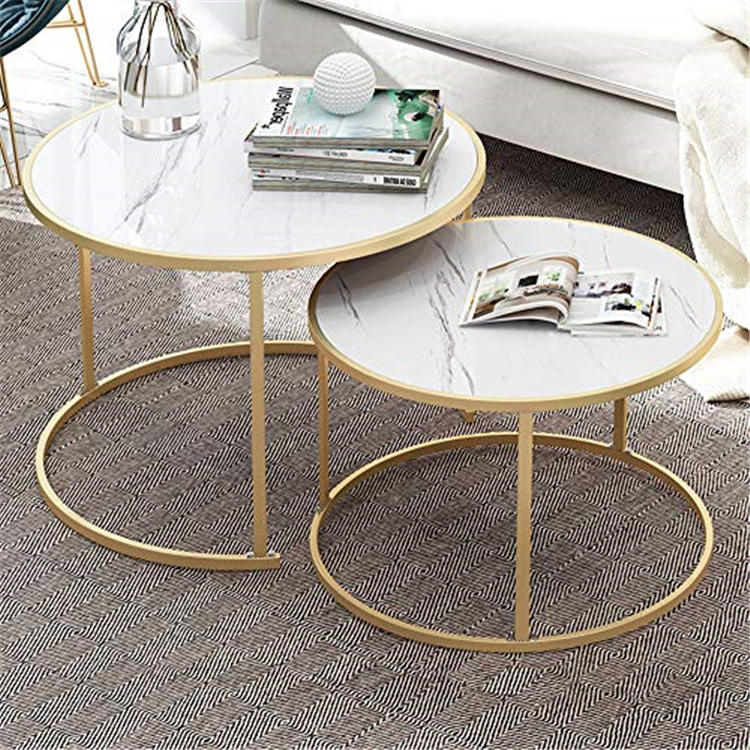  Golen Modern marbling round tea table sofa side simple wrought steel coffee table
